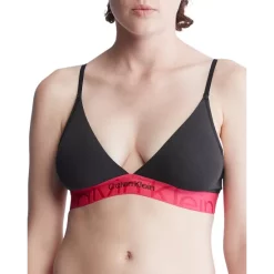 Best Pirce 😍 Calvin Klein Embossed Icon Cotton Light Lined Triangle Bralette Black 😉