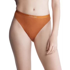 Buy 🎉 Calvin Klein Pure Ribbed High Leg 👙 Bikini Caramel Brown ✔️
