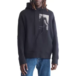 Coupon 😉 Calvin Klein Standards Central Park Graphic Fleece Hoodie Black Beau ✨