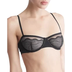 Best Pirce 🔥 Calvin Klein Unlined Graphic Lace Balconette Bra Black 🎁