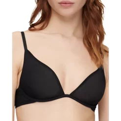 Best Pirce 🎁 Calvin Klein Sheer Marquisette Unlined Plunge Bra Black 🔥