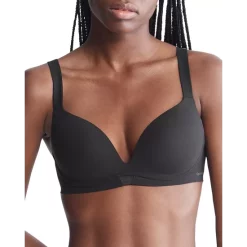 Flash Sale 🔔 Calvin Klein Effortless Motion Push Up Plunge Bra Black 😀
