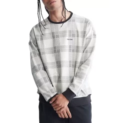Hot Sale ๐งจ Calvin Klein Modern Holiday Textured Plaid Crewneck Sweatshirt ๐งจ