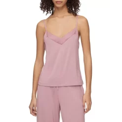 Hot Sale ✔️ Calvin Klein Satin Trim Lounge Camisole Pink Satin 😀