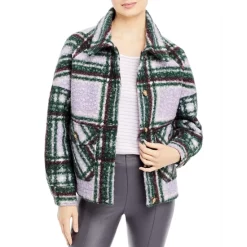 New ✔️ Calvin Klein Plaid Faux Sherpa Jacket Green Plaid 😍