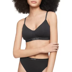 Best deal 🎁 Calvin Klein Pure Ribbed Lightly Lined Bralette Black 🔔