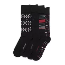 Best deal 🔥 Calvin Klein Fair Isle Crew 👗 Dress 🧦 Socks, Pack Of 4 Black 🛒