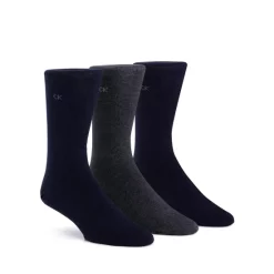 Best Sale 🤩 Calvin Klein Flat Knit Crew 🧦 Socks, Pack Of 3 Navy/graphite Heather/navy 😀