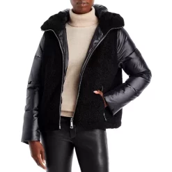Best reviews of 🌟 Calvin Klein Faux Sherpa Combo Puffer Jacket Black ⌛