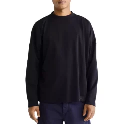 Best Sale 👍 Calvin Klein Standards Compact Cotton Solid Long Sleeve Tee Brilliant ⭐