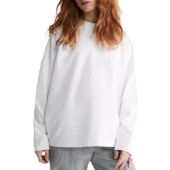 Best Sale 👍 Calvin Klein Standards Compact Cotton Solid Long Sleeve Tee Brilliant ⭐ -Outlet Calvin Klein Store unnamed file 914