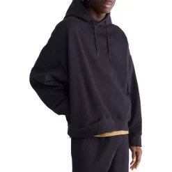 Budget 🌟 Calvin Klein Standards Cotton Blend Fleece Logo Print Relaxed Fit Hoodie Black Beauty 🥰