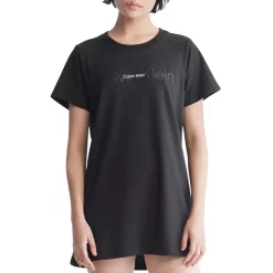 Hot Sale ๐งจ Calvin Klein Logo Short Sleeve Nightshirt Black ๐