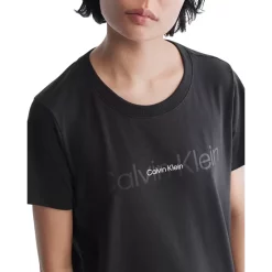 Hot Sale 🧨 Calvin Klein Logo Short Sleeve Nightshirt Black 🔔 -Outlet Calvin Klein Store unnamed file 982