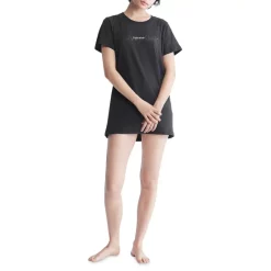 Hot Sale 🧨 Calvin Klein Logo Short Sleeve Nightshirt Black 🔔 -Outlet Calvin Klein Store unnamed file 983