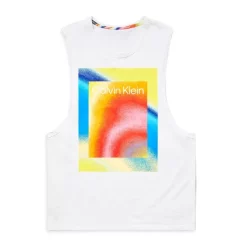 Flash Sale 🎁 Calvin Klein Reimagined Heritage Pride Iridescent Rainbow Tank Top White 🔥